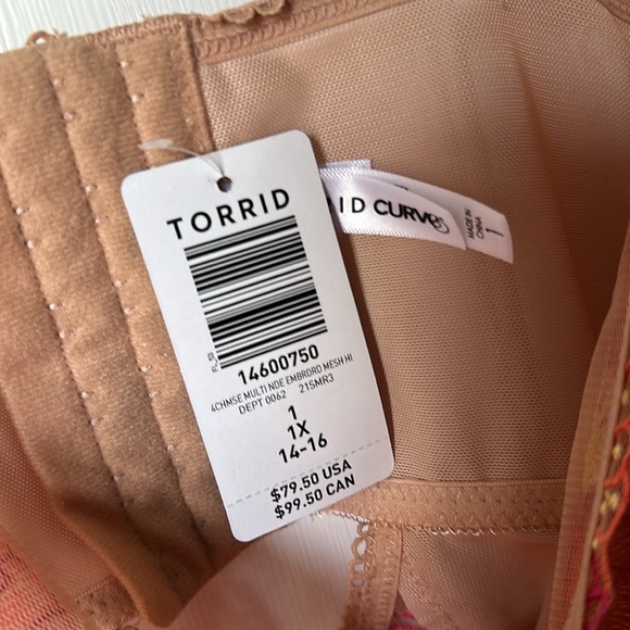 Torrid Embroidered Mesh Strappy Chemise Size 1 (14/16) Nude Floral NWT - Picture 6 of 6